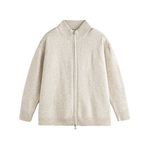 
NEVERNEED cardigan stand collar knitted sweater for men and women autumn American cleanfit sheep wool simple jacket