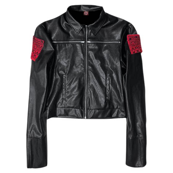 
DETW 25AW*Dark Heavy Industry Appliance Moto Style Design Leather Jacket Short Zipper Jacket Men and Women