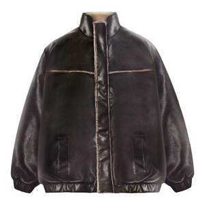 Hey Ma Qizu American retro winter men's Maillard jacket retro colored leather jacket casual cotton jacket trendy
