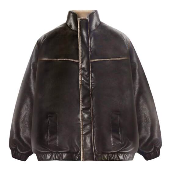 Hey Ma Qizu American retro winter men's Maillard jacket retro colored leather jacket casual cotton jacket trendy
