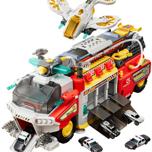 
Multifunctional rescue fire truck children's toy large police car alloy ejection track boy 61 Children's Day gift
