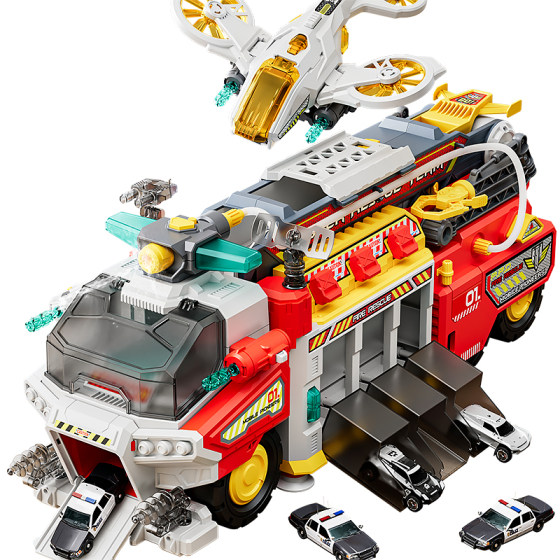 
Multifunctional rescue fire truck children's toy large police car alloy ejection track boy 61 Children's Day gift