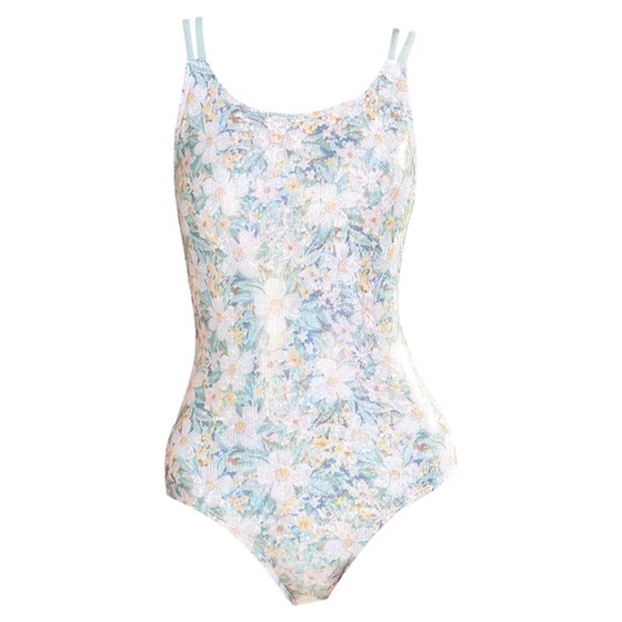 
2025 New Small Fresh Pink Green Jasmine Swimsuit Women's One-piece Triangle Racing Swimming Pool Professional Popular Swimsuit