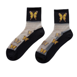 
Stockings for women in autumn and winter thin pure cotton bottom crystal glass middle tube anti-hook silk wear-resistant transparent mother loose socks