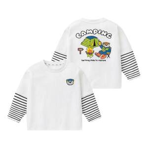 
Right European boy T-shirt spring base shirt 2025 new clothes baby fake two-piece long-sleeved top children's children's clothing