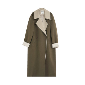 
UNSPOKEN contrasting windbreaker jacket for women Autumn 2025 design niche high-end sense fake two-piece long coat