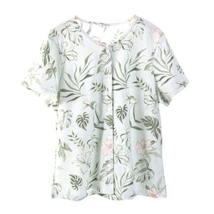 
Middle-aged and elderly mother's short-sleeved pajamas women's bra-free with breast pads to prevent bumps pure cotton cardigan can be worn outside