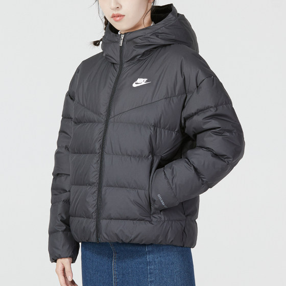 nike耐克短款羽绒服女2022冬季保暖运动服黑色连帽外套DQ5904-010