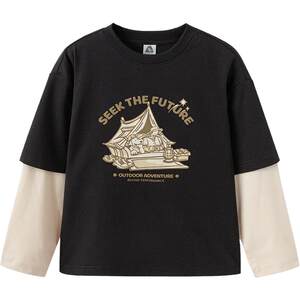 
Balabala children's clothing, children's fake two-piece long-sleeved T-shirt new style spring and autumn boys and girls baby cartoon base shirt t