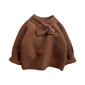 
Infant and toddlers' autumn and winter base sweater fashionable baby girl bow tie thick sweater boy versatile warm top