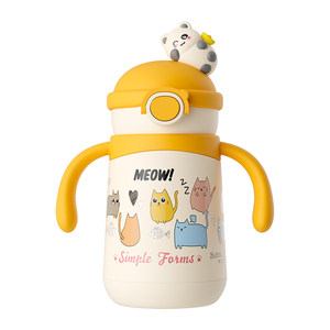 
Boobie Bear's new baby thermos cup for small-month-old babies and toddlers learning drinking cup, straw cup for children over one year old