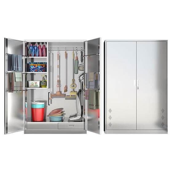 
Stainless steel cleaning cabinet shopping mall classroom mop storage cabinet hospital factory hygiene cleaning cabinet balcony storage cabinet