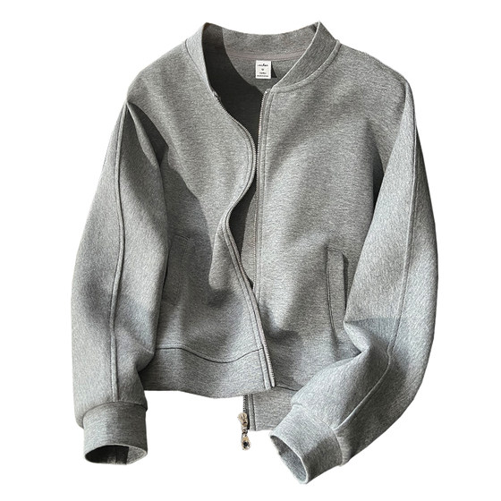 
Stand-collar zipper sweatshirt cardigan short jacket for women in spring and autumn loose casual sports small jacket baseball uniform