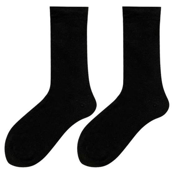 White pile socks for women, autumn and winter mid-tube pure cotton, black women's boneless 2025 new hot style confinement socks