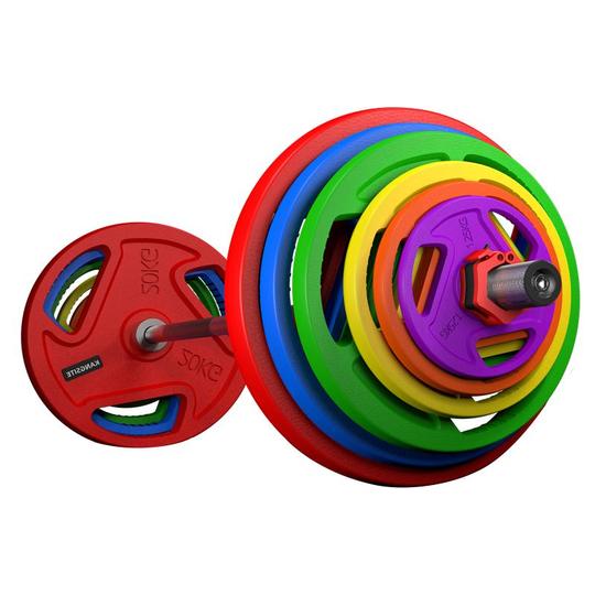 Color Barbell Const 2.2m Rubberized Barbell - Colored Weightlifting Bar for Home Gym