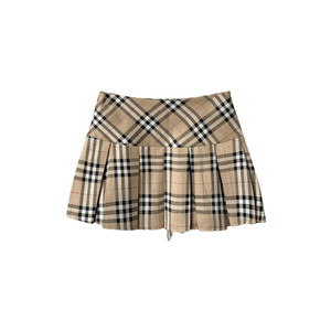 
DDXZ Xizi Korean college style apricot plaid short pleated skirt high waist slim and versatile casual skirt