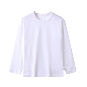 
Children's pure cotton white long-sleeved T-shirt for men and women pure white base shirts learned to learn hand-drawn tie-dye T-Autumn and Winter inner white autumn clothes