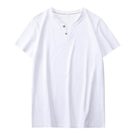 
Trendy men's short-sleeved T-shirt pure cotton V-neck 2026 new tops men's summer half-sleeved T-shirt bottoming long-sleeved