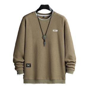 
Large size long-sleeved T-shirt men's spring new round neck sweatshirt loose casual fat man plus fat plus size bottoming shirt men's clothing