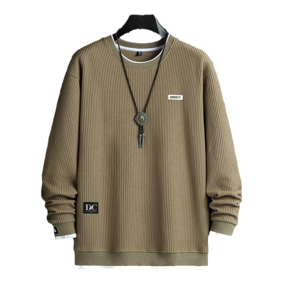 
Large size long-sleeved T-shirt men's spring new round neck sweatshirt loose casual fat man plus fat plus size bottoming shirt men's clothing