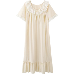 
Princess Mark with chest pad nightgown for women in summer soft cotton princess style pajamas home nightgown long 2025 new style