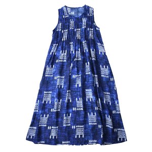 Ran Chang's original ramie printed out of the tour seasonal dress sweet high -waisted folds, Harajuku Temporary sleeveless vest skirt
