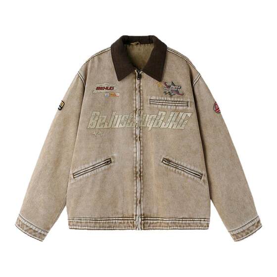 
BJHG reckless American Detroit jacket men's spring Barn style workwear baseball uniform tops for women