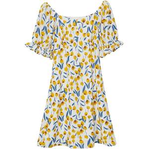 OECE spring and summer new women's literature and art fresh flowers and shattered square collar high waist slim chiffon dresses