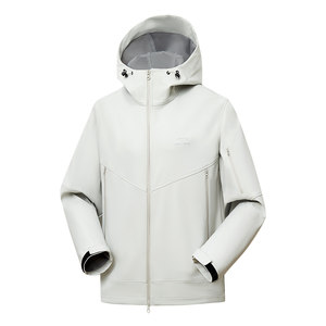 Delhui outdoor hiking and mountaineering soft shell jacket for couples spring and autumn windproof, waterproof, breathable and wear-resistant hooded jacket for men