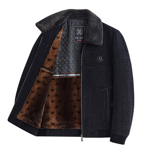 
Dad's coat autumn and winter velvet thickened middle-aged men's chenille jacket middle-aged and elderly grandfather warm men's clothing