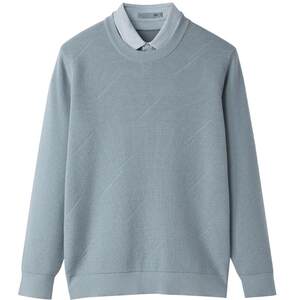 HLA/Heilan Home Light Business Plus Velvet Double Collar Sweater 25 Autumn and Winter New Jacquard Fake Two Thick Sweaters for Men