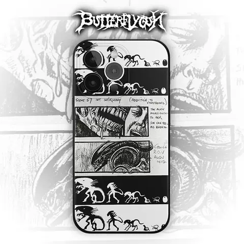 ALIEN Xenomorph Dark Gothic Storyboard Phone Case for iPhone 17, 16, 15, 14 and 13