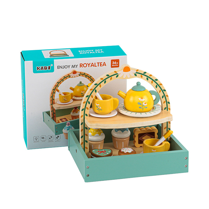 Jouet D'imitation : Service à Thé En Bois Et Silicone Pour Enfants - Ensemble De Jeu Pour Goûter Et Fêtes - Cadeau Pour Petites Filles 3 à 8 Ans