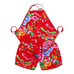 Summer Men And Women Baby Apron Shorts Baby Clothing Suit Children's Short-sleeved Two-piece Set Home Northeast Wind Big Flower Cloth