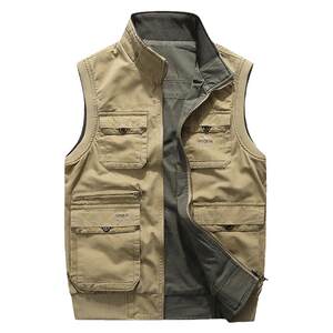 Jeep Jeep Worker Vests Men's Spring and Autumn Outdoor Double -sided Wear Put a large size plus fertilizer and add multi -pocket cotton jacket
