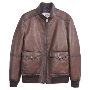 
MCS men's clothing originated from Marlboro autumn and winter casual versatile collar ribbed sheep leather short down leather jacket