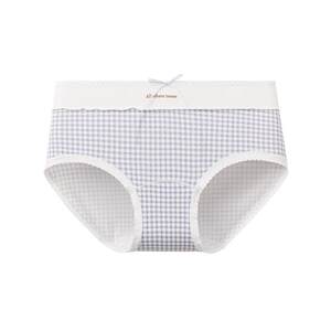 Sanfu women's low-waist non-pinching underwear, sweet plaid printed fake two-piece soft semi-boxer briefs 509004