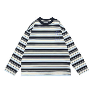 
Boys' long-sleeved T-shirt 2026 spring new loose medium and large children's striped top pure cotton bottoming shirt children's T-shirt