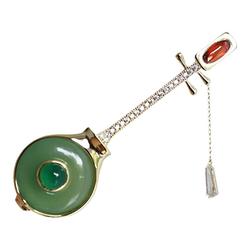 Huqin, Pipa And Qiang Flute, Retro Aventurine, Ancient Musical Instruments, New Chinese Style Brooch, Women's Sweater Coat Corsage