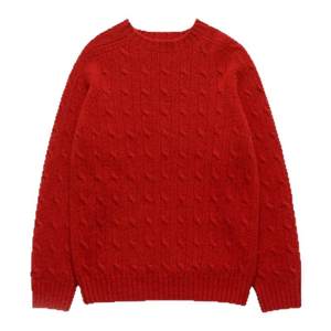 
[Ready stock] thebarnnet eight milk new round neck ribbed edge raglan sleeve cable knit sweater