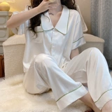 Шелковая пижама, штаны, кардиган, летний комплект, короткий рукав, коллекция 2022