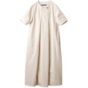 
Sunny clouds Cotton double pleated dress beige pullover midi skirt