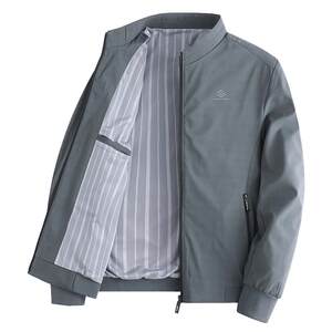 Dad's Spring and Autumn Business Casual Stand up Collar Retro Checkered Men's Jacket Loose Spring Middle aged Men's Clothing