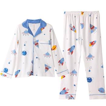 Fenteng children's pajamas long -sleeved spring and autumn pure cotton boys

