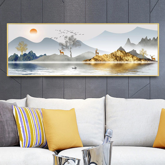 벽화, 풍경화, 거실 걸이 그림, 뒷면이 있는 고급 대기 소파 배경 벽 장식 그림, 단순한 현대 그림