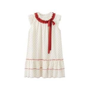
Sanfu Sleeveless Dress 2026 New Summer Cute Contrast Color Wave Edge A-Line Polka Dot Short Skirt for Women