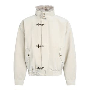 
Wukong is in stock American trendy brand mountain carving fur collar thickened cotton jacket for men winter retro couple warm cotton jacket