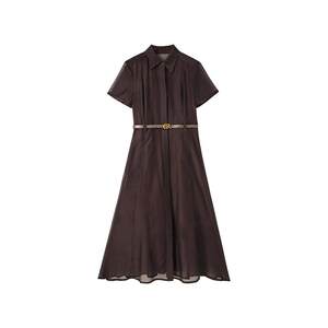 
CHESONSE [Wine-stained Time] Langjia Elegant Intellectual Shirt Dress Solid Color Mid-Length Dress 1244