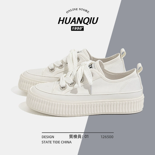 Универсальная белая тканевая белая обувь на платформе, коллекция 2022, осенняя, тренд сезона