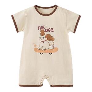 
Tongtai baby short-sleeved jumpsuit summer thin newborn clothes baby outing clothes jacquard mesh